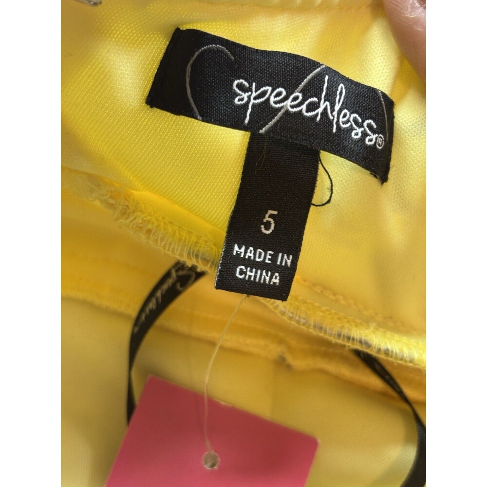 Speechless Yellow Floral High Low Dress Size 5 Spaghetti Strap Prom Formal Satin - Picture 4 of 16